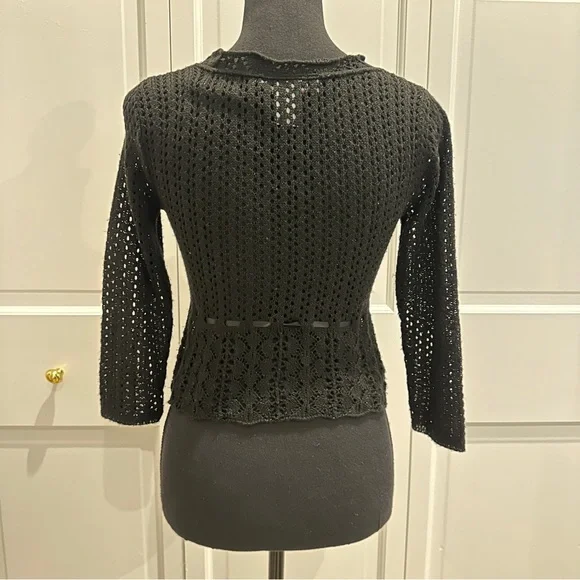 Black Knit Cropped Sparkly Sweater - Picture 5 of 6